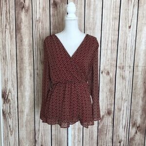 *Cecico Red Romper Floral V-Neck Cross Front Neckline & Floy Skirt Small NWT